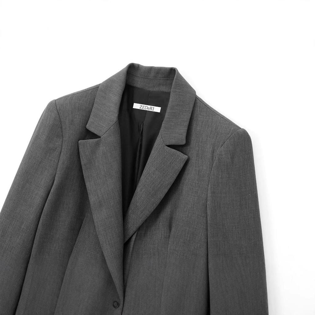 Autumn 2024 Women's European & American Style Slim Fit Padded Shoulder Suit Jacket