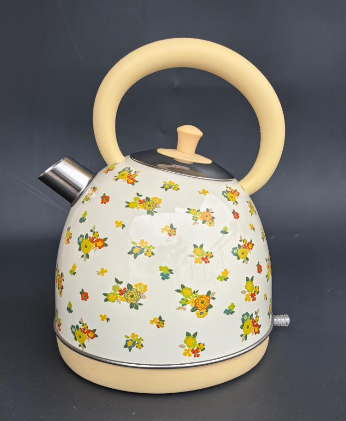 1850W Rapid Boiling Electric Kettle with 1.8L Flower-Printed Hot Water, SUS304 Stainless Steel, LED Display, BPA-Free