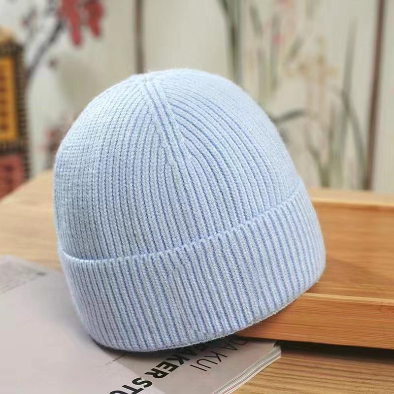 Czapka damska zimowa Jasna Płytka Ciepła Jednolity Kolor Czapka Dzianinowa Styl Koreański Studentka Urocza Para Melonowa Skóra Właściciel Wełniana Czapka Męska