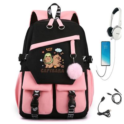 Large Capacity Schoolbag with Shoulder Strap; Student Three-piece Pencil Case Set