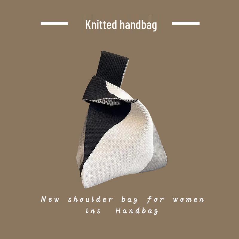 Trendy Women's Knitted Wool Bucket Handbag - Casual Tote & Lunch Box Bag