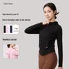 Lu Chuan Slim Fit Hooded Yoga Jacket with Waistband Pocket and Zipper.