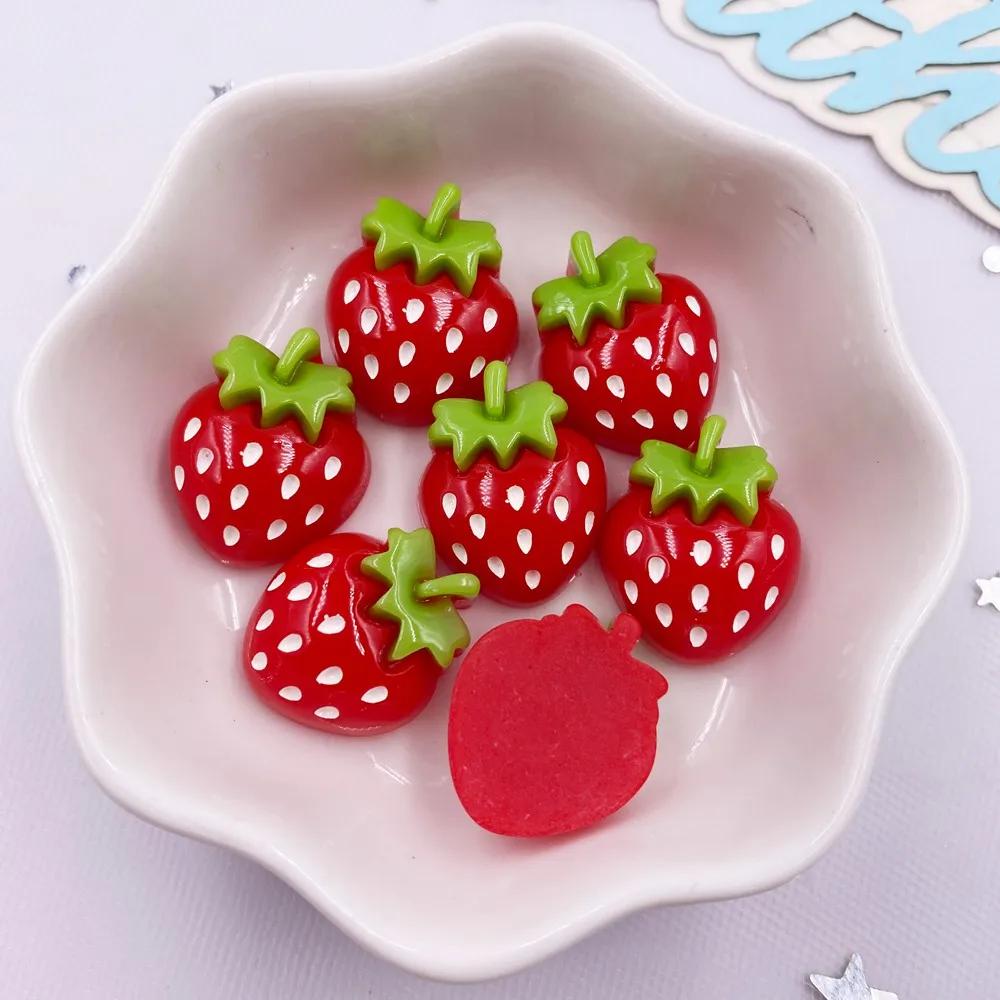 10PCS Živica Kawaii Farebné Cartoon Jahoda Flatback Stone Decor Scrapbook DIY luk Figúrka Príslušenstvo Výroba šperkov
