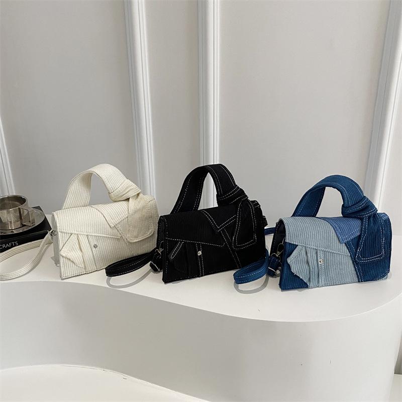 Niche Design Denim Handbag Bag Women's Spring New Oblique Span Bag Fashionable Shoulder Commuter Small Square Bag