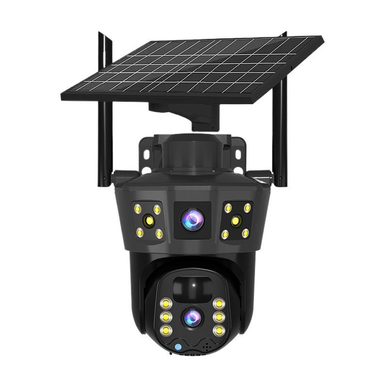 4G Outdoor Three-Screen 360-Degree Night Vision Surveillance Camera with Mobile Remote Access
