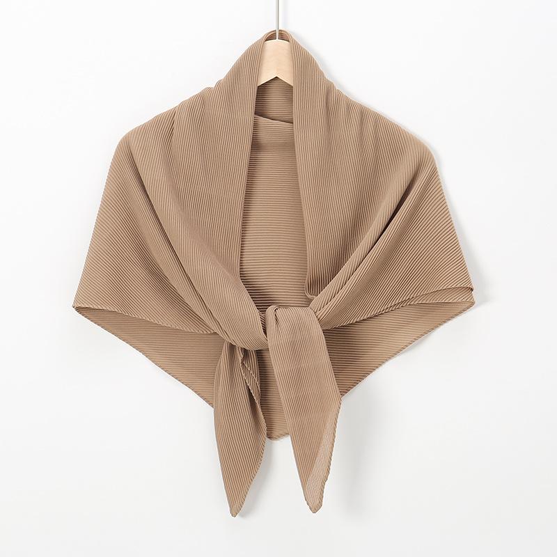 New hot-selling chiffon crumpled square scarf, solid color fashionable pleated shawl bag head multi-purpose yarn scarf