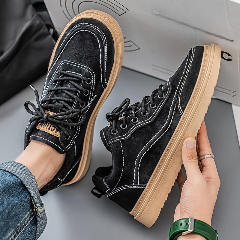 Spring Men Leather Casual Shoes Trendy Platform Sneakers High-quality Outdoors Walk Yellow Men Shoes  Hombre