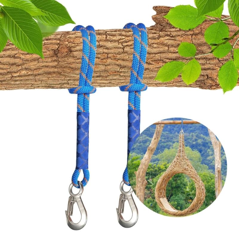 Weather Resistant 150cm Blue Hammock Attachment Rope with Hook for Outdoor Tree Hanging Chair and Playgrounds Activity