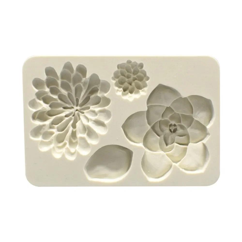 Narzędzia do pieczenia Formy do dekoracji ciast Symulacja Sukulent Kwiatek Roślina Liść Forma silikonowa do fondantu DIY Formy do pieczenia ciast czekoladowych Narzędzia