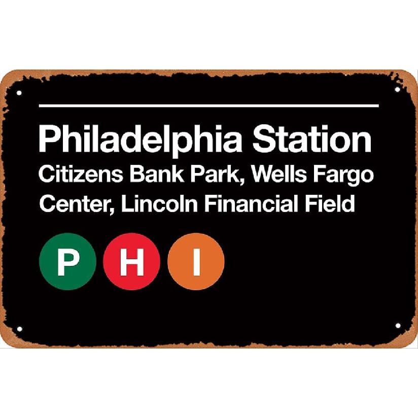 Yzixulet Philadelphia Pro Sports Venue Subway Sign Canvas Print Metal Tin Sign Vintage 8x12 Inch 8 x 12 Inch