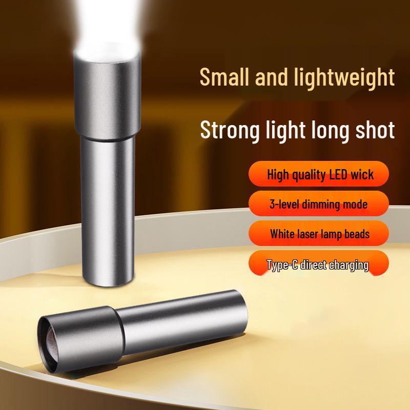 Multi-functional Aluminum Alloy Portable Flashlight - Push-Pull Zoom & Emergency Lamp
