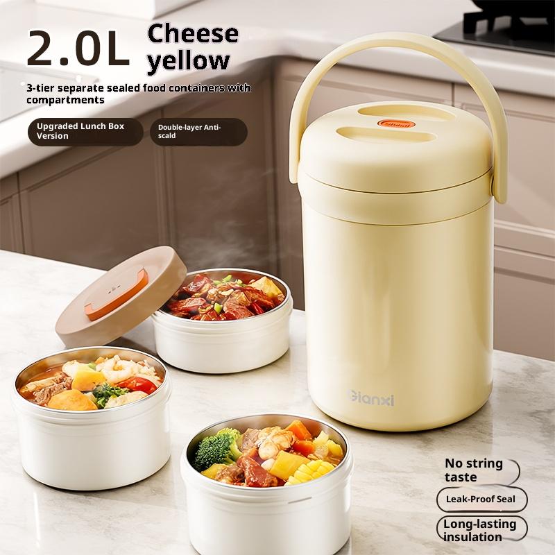 Gianxi Insulated Lunch Box For Office Workers Stainless Steel Large Capacity Bento Multi-Layer Lunch Carrier Bucket