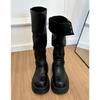 Thick-soled British Style Two Wear Long Boots Women's Autumn and Winter Velvet High Boots Stacking Boots Knight Boots