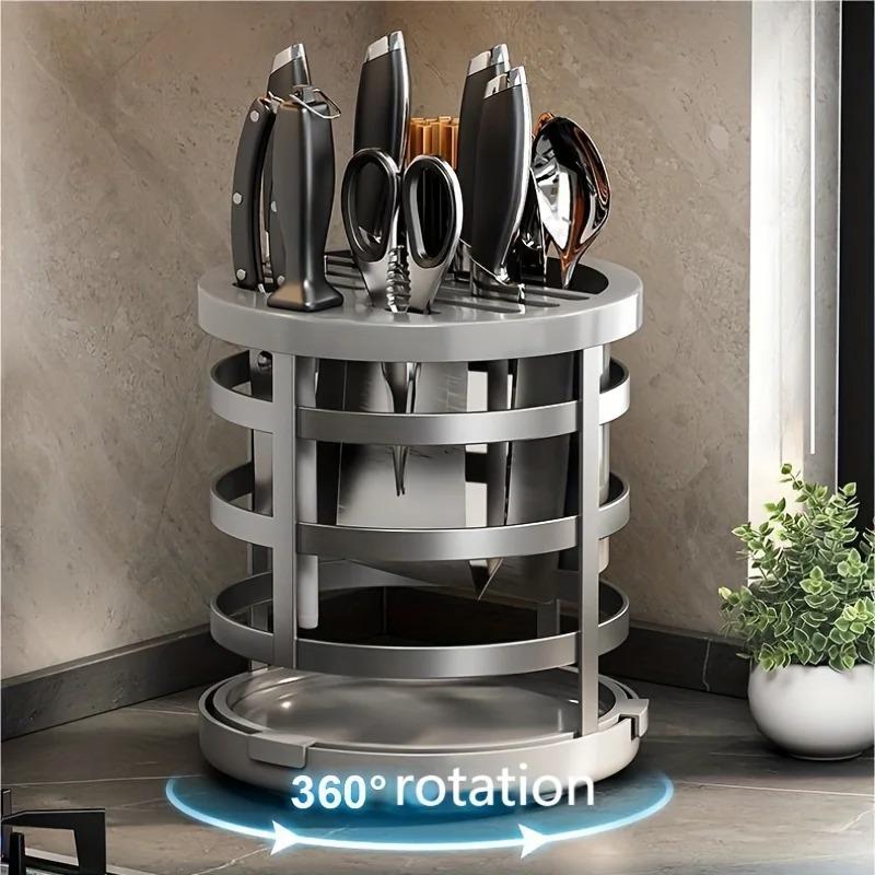 360 °Rotation Stainless Steel Knife Holder Stand for Knives Kitchen Multifunctional  Stands for Cutlery Inserted Block Storage