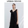 UR 2025 Autumn Elegant Irregular Ruffle Hem Sleeveless Dress