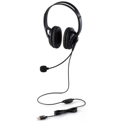 Elecom Headset com Fio com USB Mudo Volume Flexível Preto HS-HP02SUBK Microfone Over-the-Head, Conexão, Função, Ajuste, Braço, Leve,