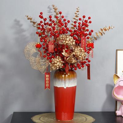 Chinese Office Cafe Table Flower Pot Ornaments New Year Wedding Gifts Home Livingroom Desk Ceramic Vase Furnishing Decoration