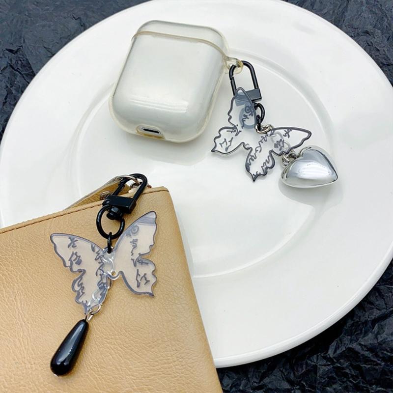 Chinese Style Phone Chain Calligraphy Butterfly Pendant Keyring Cellphones Strap