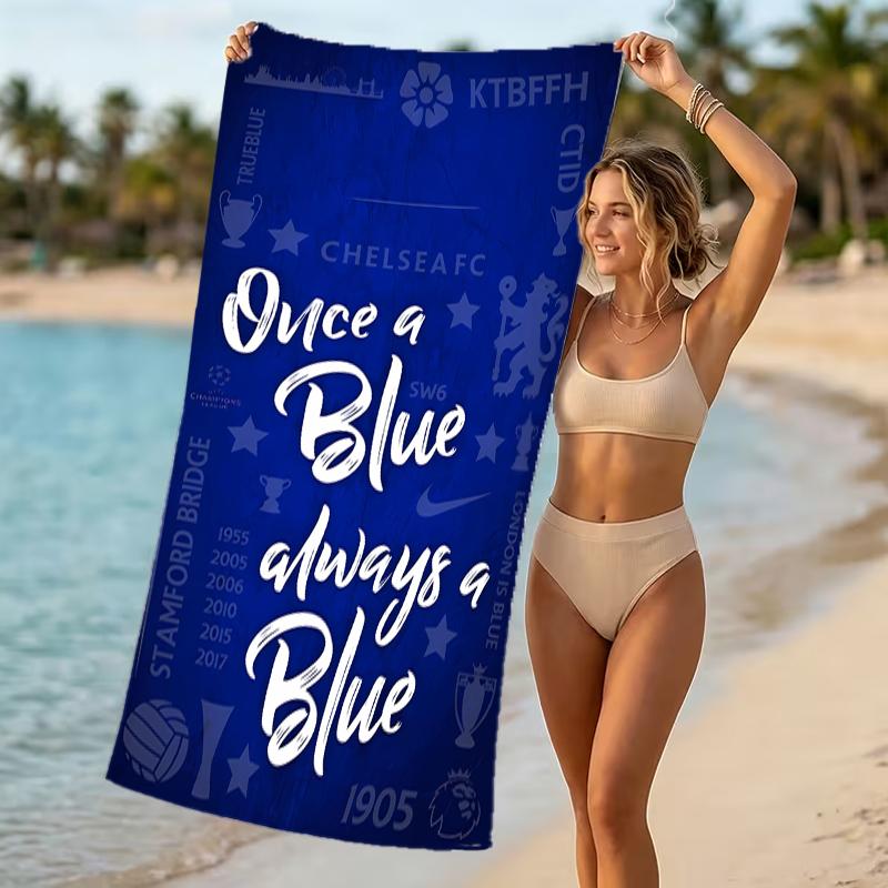 Beach Towel with Chelsea FC logo Pattern - soft,absorbent,machine washable Lightweight&Modern,swimming,Travel Essentials