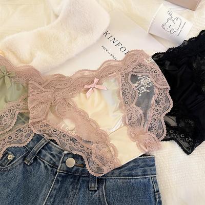 Women's Low Waist Lace Mesh Cotton Panties - Breathable & Comfortable