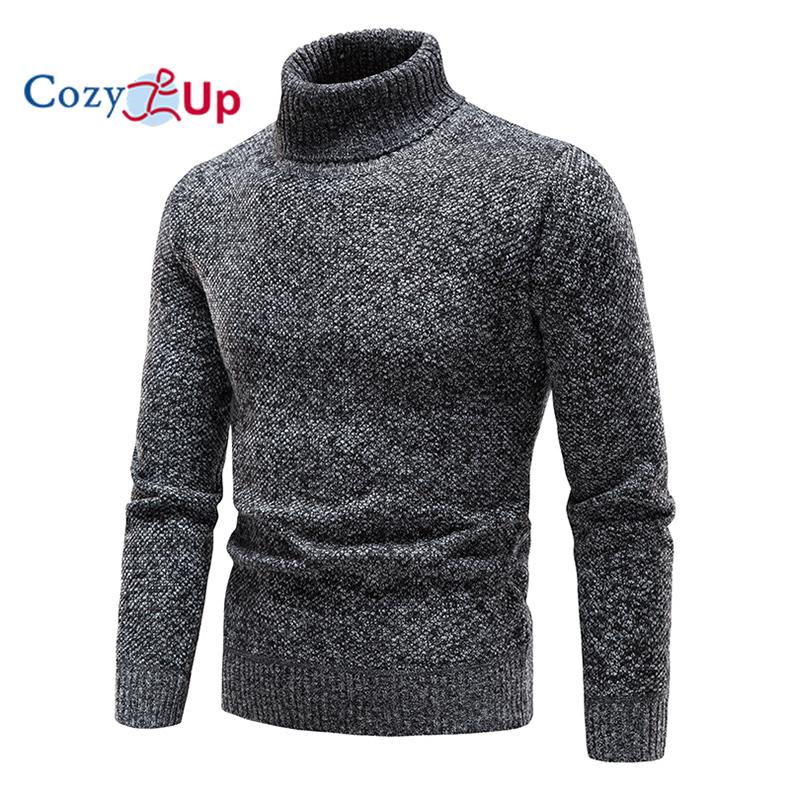 Cozy Up Men's Autumn and Winter Solid Thickened and Padded High-Collar Sweater