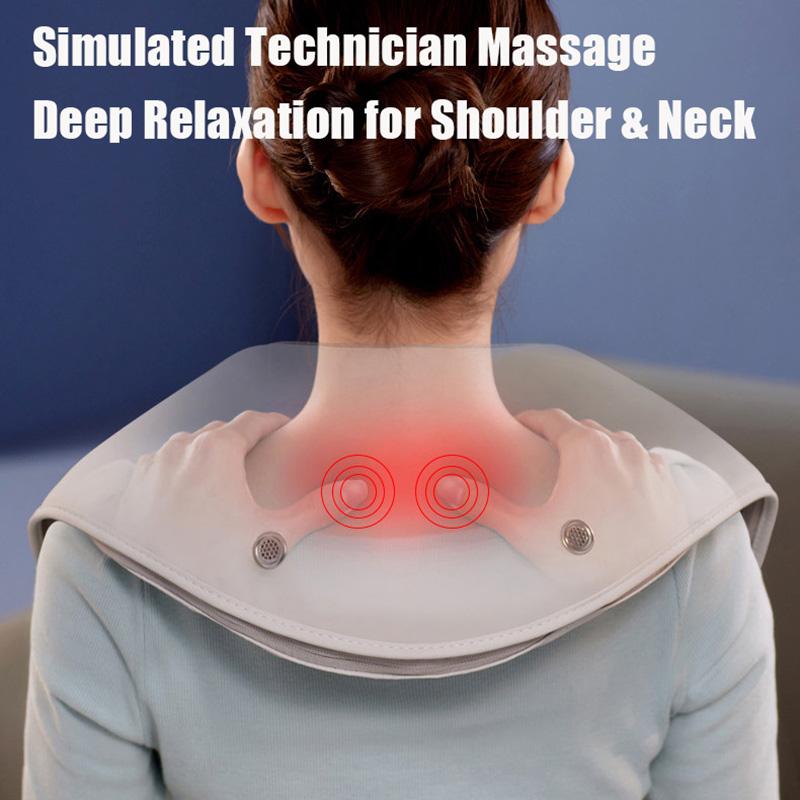 Masážny prístroj na krk a ramená na úľavu od bolesti 2023 Elektrické vyhrievanie v tvare písmena U Skladacia perkusná telová masážna šatka sviatočné darčeky
