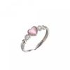 Trend Pink Love Heart Crystal Rings for Women Kpop Love Zircon Open Ring Irregular Grunge Aesthetic Egirl Rings Jewelry
