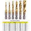 Sturdy and Durable 6Pcs Hex Shank HSS Compound Tap Drill Bits.