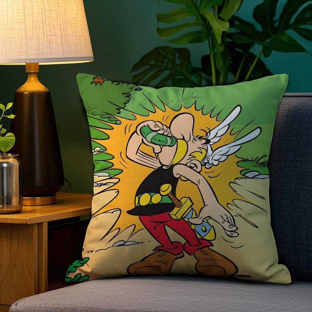 Cartoon A-Asterix And O-Obelix Pillow Case Sofa Living Room Bedroom Double-sided Printing Square Cushion Nap Time Cushion Cover