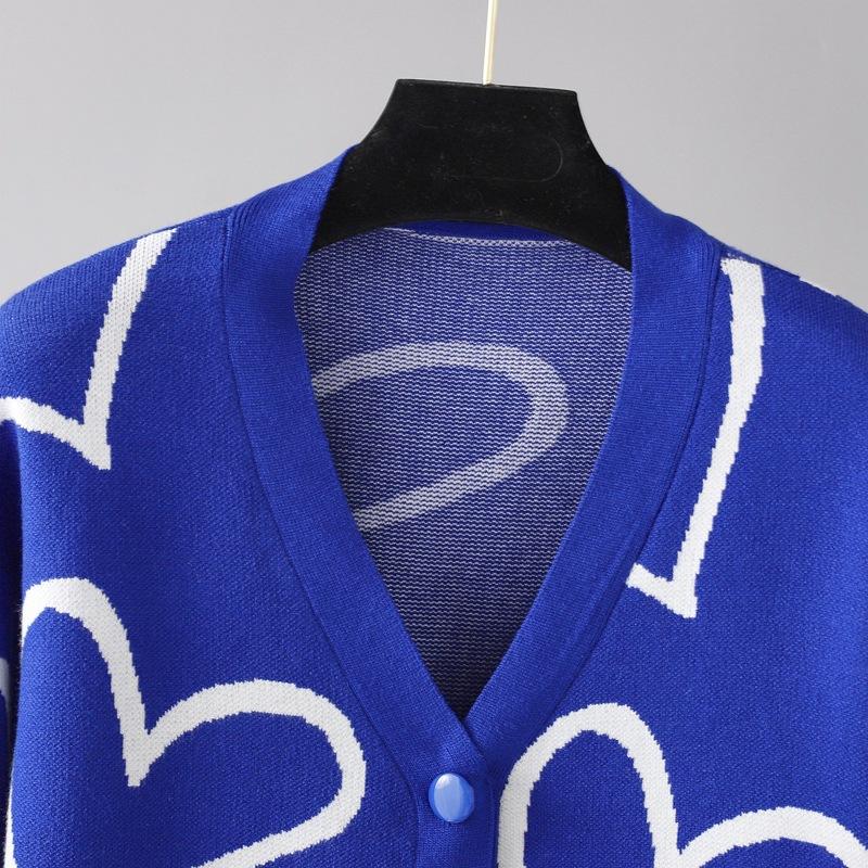 2023 Fall and Winter New Women's Knit Sweater Sweater Love Short Cardigan Jacket
