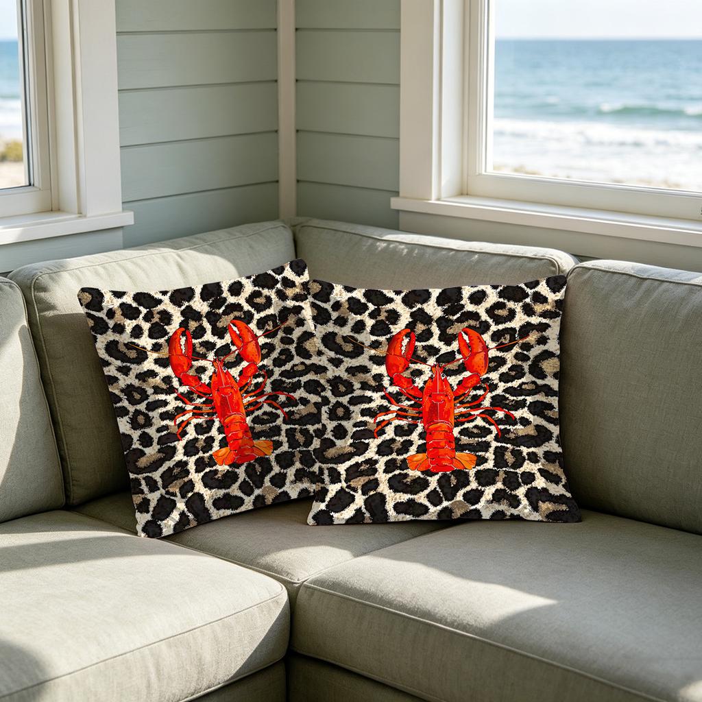 1pc Crab, Lobster, Scallop Print Polyester Pillowcase Home Decor Pillowcase Car Sofa Cushion Cover Home Decor 45x45cm