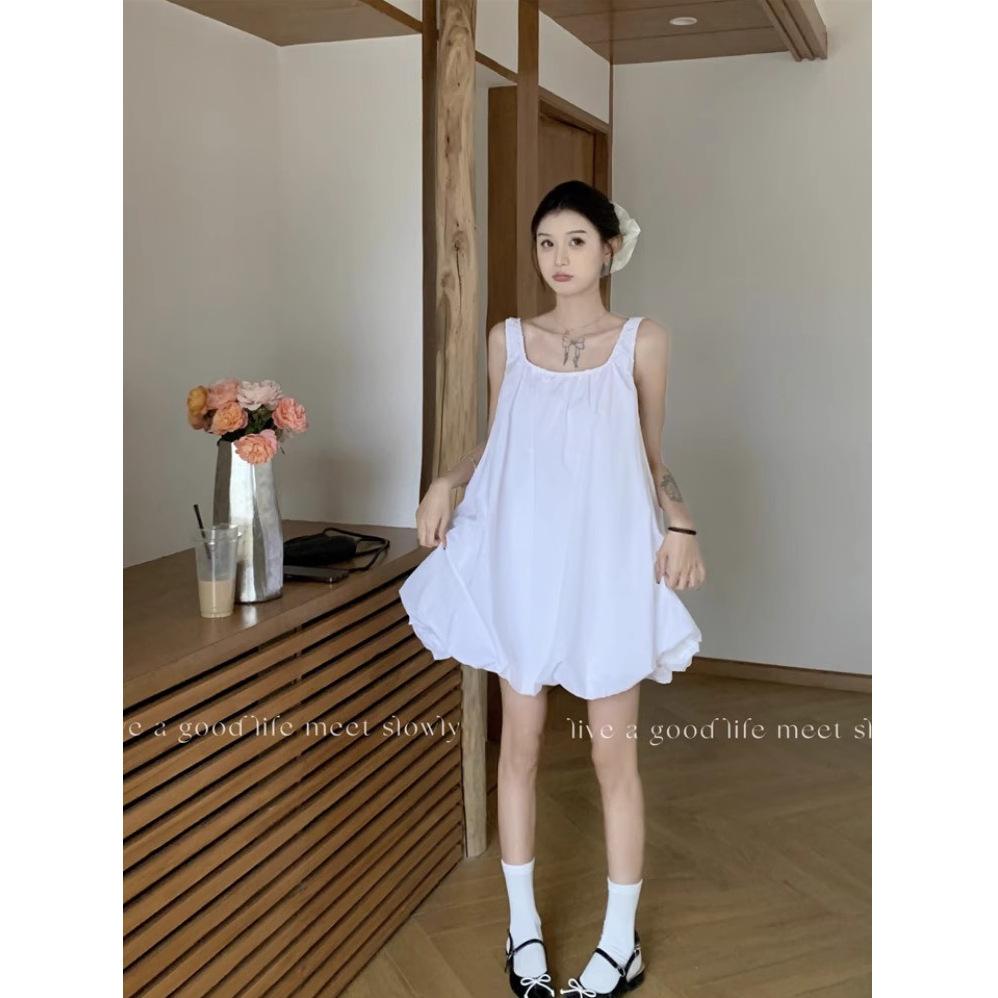 Simple U-neck Bud Vest Dress Women's Spring New Sweet and Spicy Style Loose and Thin Casual Super Fairy Dress