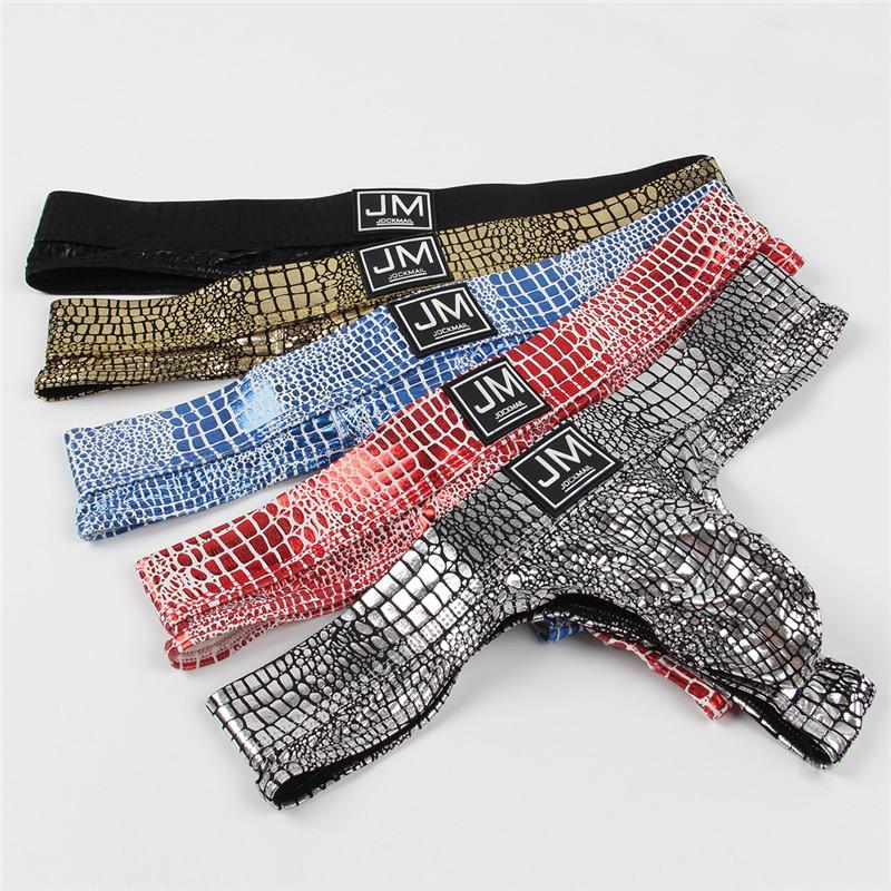 Tanga JOCKMAIL Mote Slangemønster Imitert Skinnmateriale, Lav Midje Sexy Herre Tanga Undertøy Klubb Party Daglig Casual Herre T-bakc Underbukser