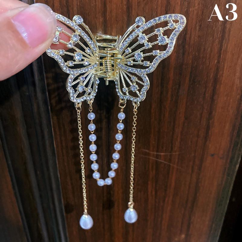 Exquisite Butterfly Tassel Hair Claw Korean Style Pearl Hair Clip