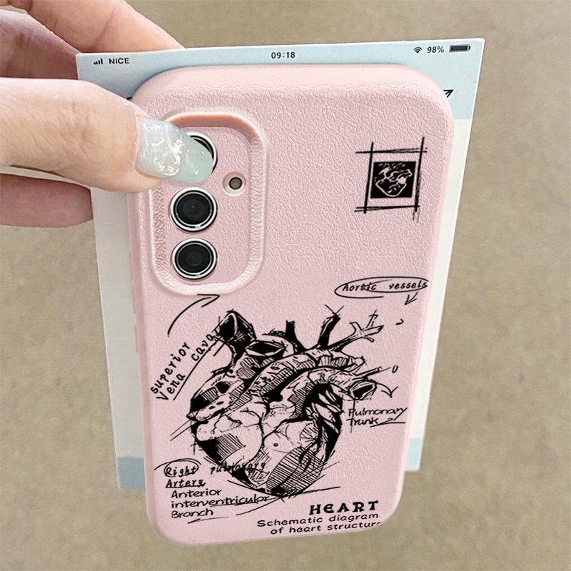 Heart Diagram Case For Samsung Galaxy S24 S25 S26 Ultra S23 S22 S21 FE A17 A37 A57 A15 A16 A26 A34 A35 A36 A54 A55 A56 5G Capa