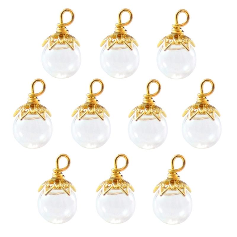 

10 шт. Маленькие стеклянные бутылочки, баночки для желаний с серебряной крышкой-цветком для рукоделия, изготовления украшений и декора, для ежедневного использования золотой