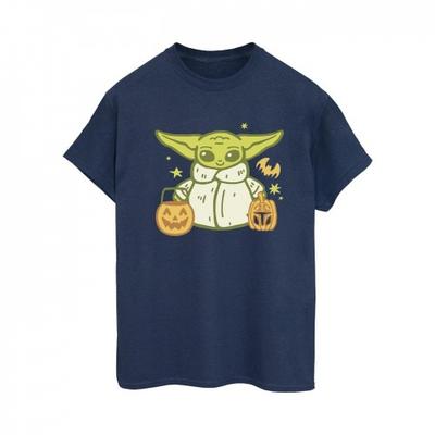 Womens/Ladies Trick Or Treat Grogu Cotton Boyfriend T-Shirt
