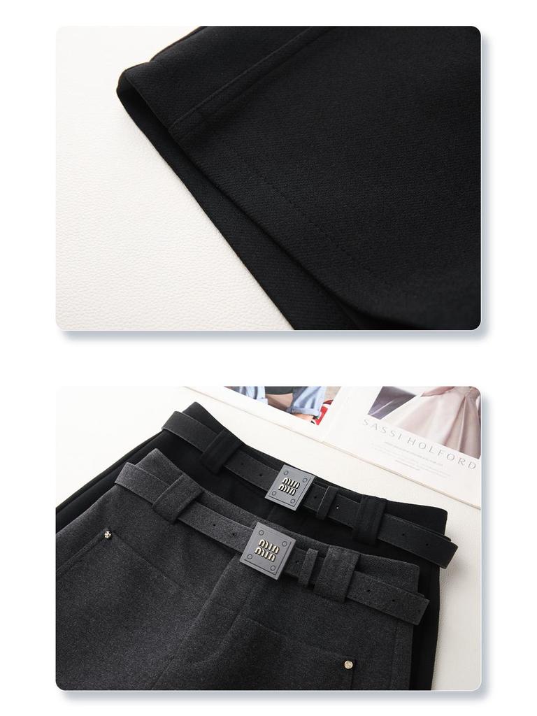 Dámské šedé vlněné kalhoty s rovnými nohavicemi a A-liniové šortky - Zeštíhlující, Kolekce podzim/zima 2024