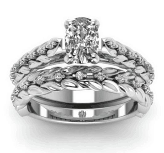 

Midi Exquisite Hollow Carved Diamond 2-Piece Couple Ring, Petal Ring no. 6