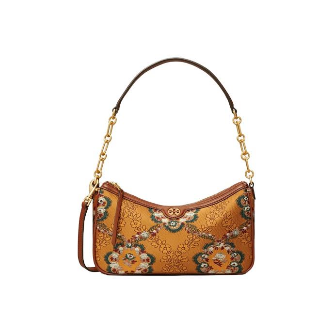 

Tory Burch T Monogram Minimalist Elegant Satin And Leather Shoulder Bag Women shoulder bag Sunset-Campfire-Yellow 86603-818 Basic Set (Bag+Dust Bag)