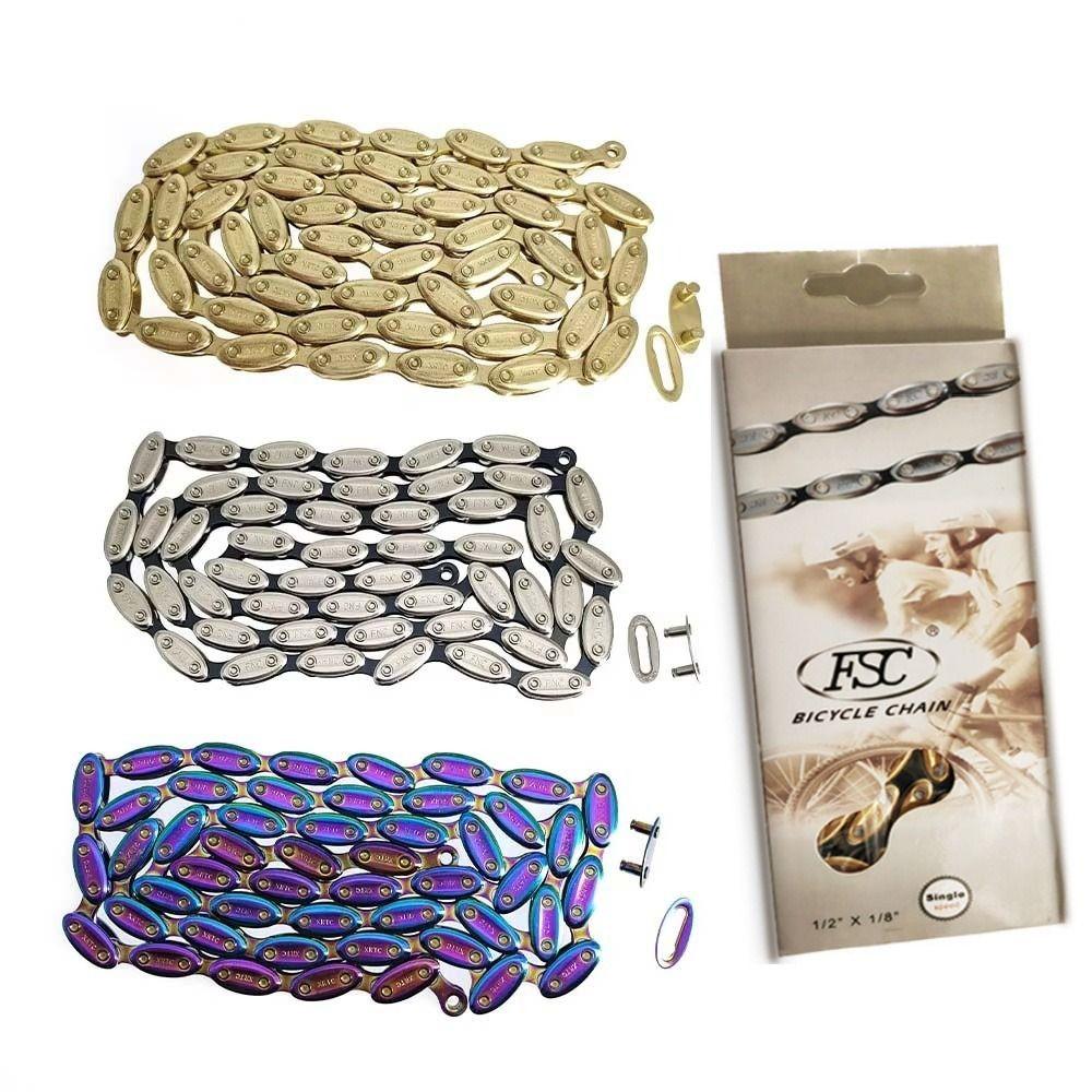 100 Link Bicycle Chain 1/2 X1/8 Single Speed Chain Ride Accessories Bicycle Olive Chain  BMX Bike