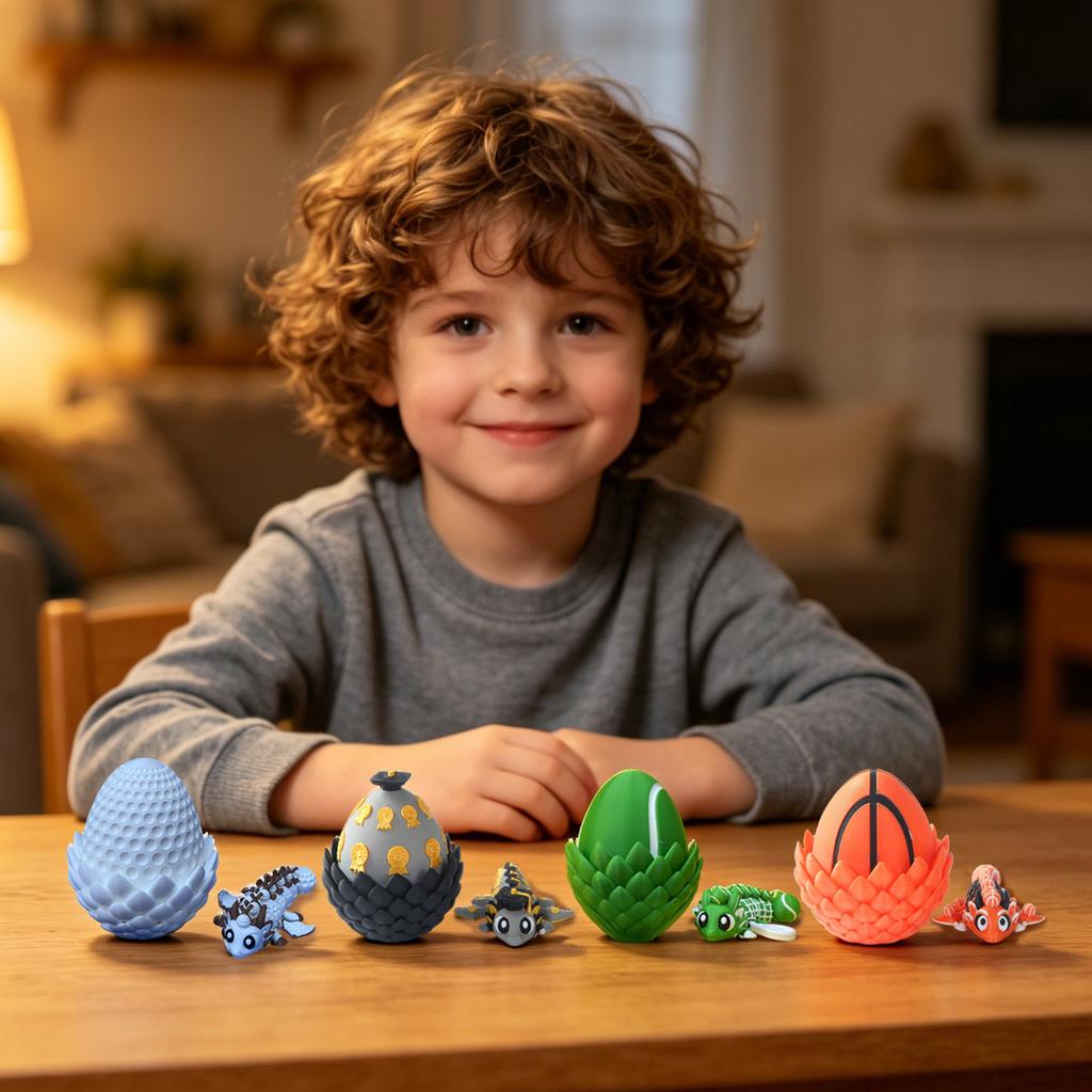 3D Printed Dragon Egg Fidget Toy with Detachable Hatch and Dragon Figurine Durable Plastic Construction for Stress Relief and Focus Enhancement