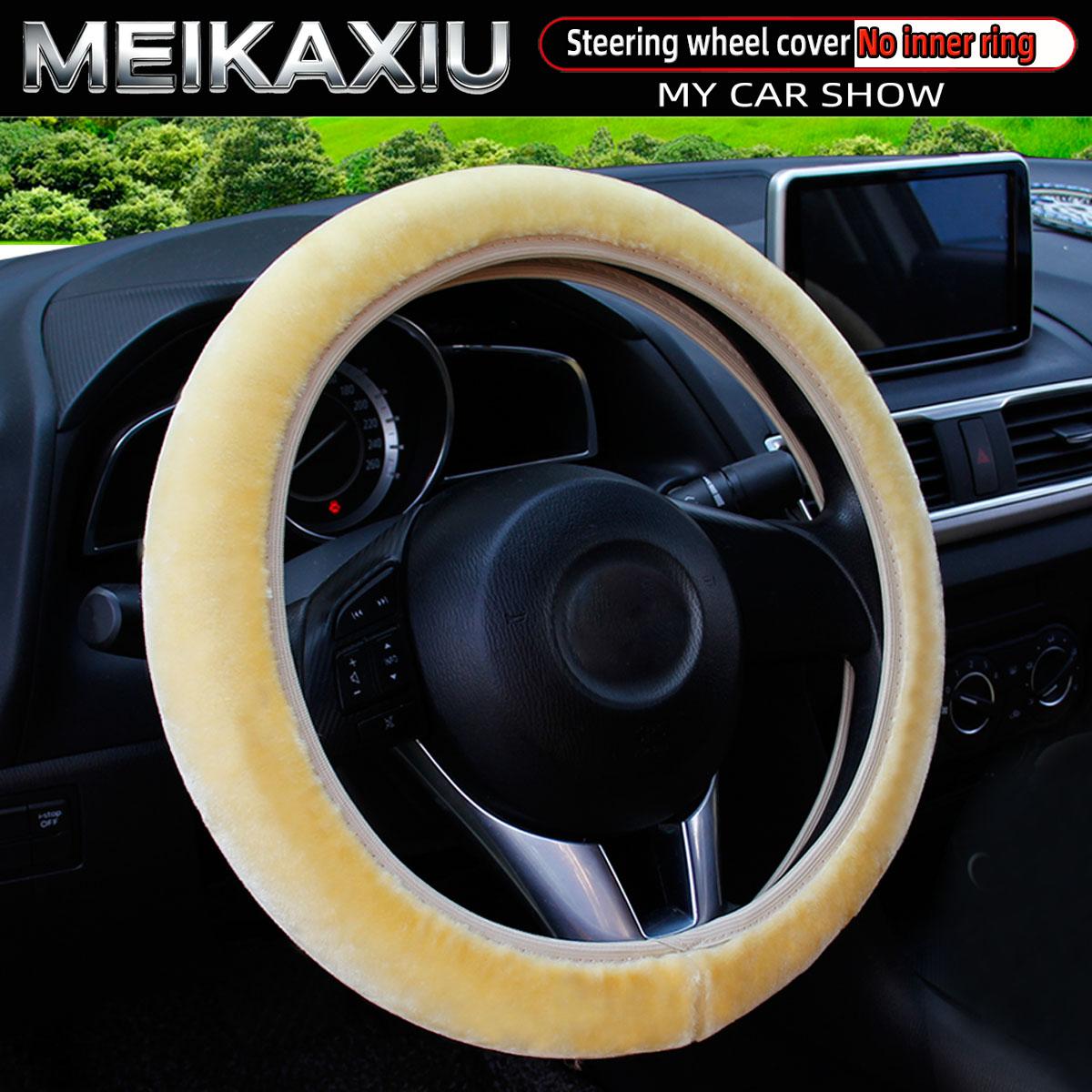 

Winter Warm Plush Steering Wheel Cover Black Red without Inner Ring for 14.5-15 Inch Cars Women s Car Accessory бежевий