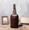 Men's New Bag, Men's Casual and Fashionable Chest, Leather Top Layer, Crossbody, Korean Style Trendy Bag, Retro Style