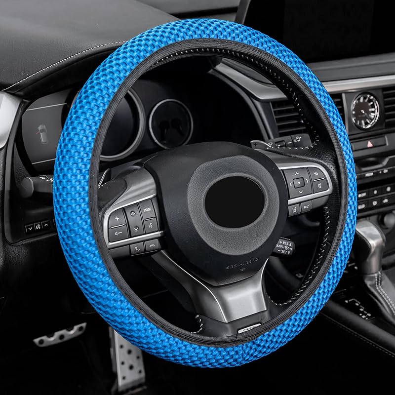 Alpmosn Elastic Stretch Steering Wheel Cover, Universal Interior Accessories Steering Wheel Cover for Women & Men, Breathable Microfiber Ice Silk,