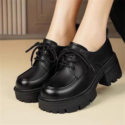 Platform Small Leather Shoes Women's Spring and Autumn New Work Women's Shoes Fashionable Black Single Shoes