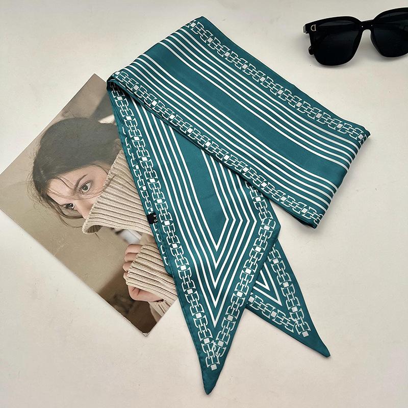 Double-sided Long Strip Small Silk Scarf Women's Professional Wear Spring and Summer New Decorative Small Scarf Tied Hair Band Streamer