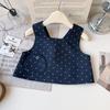 Dziewczęcy zestaw kamizelki i spodni w kropki - Modny dwuczęściowy zestaw na jesień i wiosnę (AQB086)