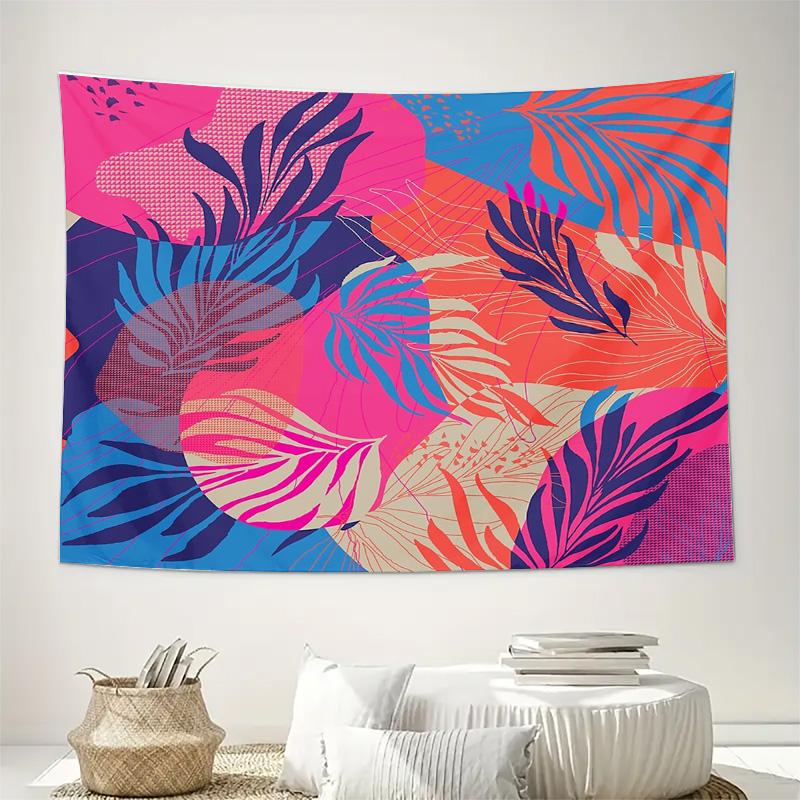 Boho Tapestry Wall Hanging Tropical Leaf Pattern Nature Aesthetic Bedroom Decor Dorm Room Living Room Home Decor Aesthetic Room
