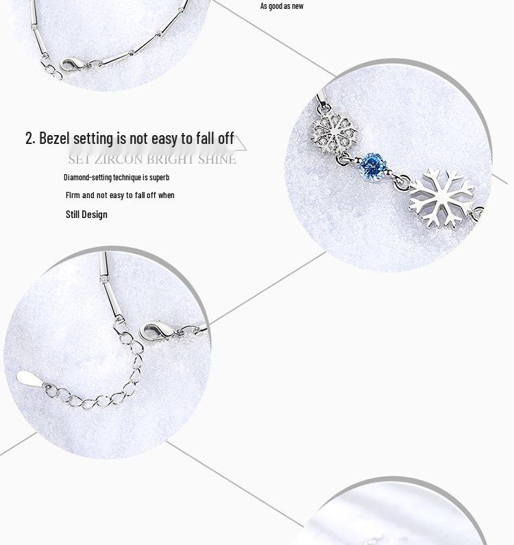 Bracelet Flocon de Neige Fleur de Glace Style Coréen - Tendance et Doux Cadeau de Noël pour Étudiantes